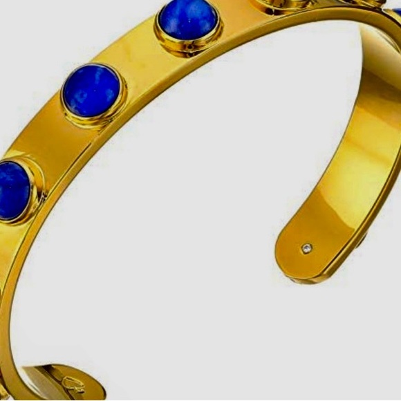 Kate Spade gold cuff bracelet with blue studs - Picture 4 of 6